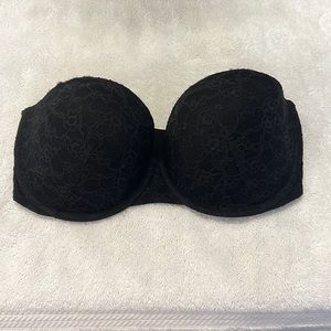 Victoria secret black lace strapless push up bra 34DD